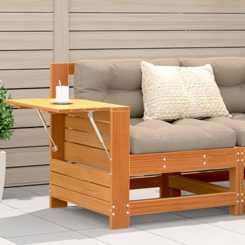 WSJHUHK Garten Armlehne Sofa mit Kissen Wachs braun Massivholz Kiefer von WSJHUHK