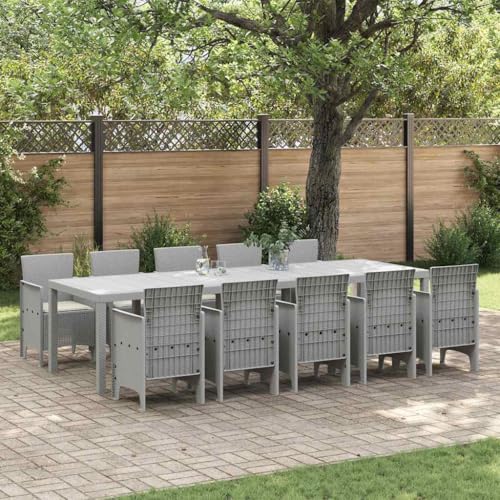 WSJHUHK Garten-Essgruppe mit Kissen, 11-teilig, hellgrau und cremefarben, Möbel-Set, Outdoor-Möbel, Gartenmöbel-Sets von WSJHUHK