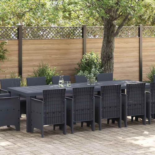 WSJHUHK Garten-Essgruppe mit Kissen, 13-teilig, anthrazit, Kunststoff-Möbel, Outdoor-Möbel, Gartenmöbel-Sets von WSJHUHK