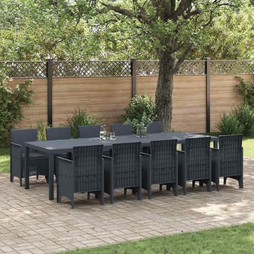 WSJHUHK Garten-Essgruppe mit Kissen mit Kissen, Anthrazit, Möbel, Outdoor-Möbel, Gartenmöbel-Set, 11-teilig von WSJHUHK