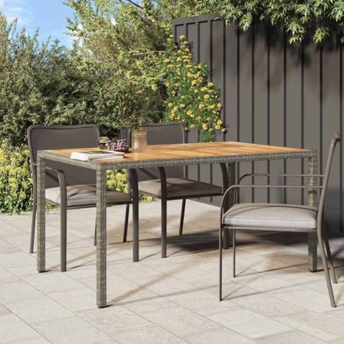 WSJHUHK Garten-Esstisch, Grau, 150 x 90 x 75 cm, Polyrattan-Möbel, Outdoor-Möbel, Outdoor-Tische von WSJHUHK