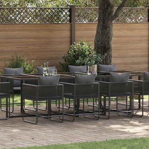 WSJHUHK Garten-Esszimmer-Set, 11-teilig, schwarzes Stahl-Möbel, Gartenmöbel, Gartenmöbel-Sets von WSJHUHK