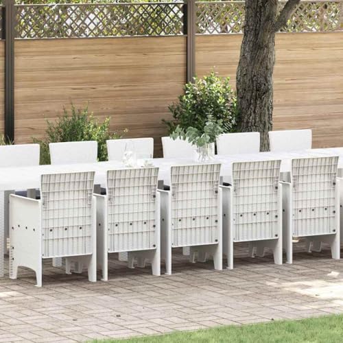WSJHUHK Garten-Esszimmer-Set, 17-teilig, Rattan-Möbel, Gartenmöbel, Outdoor-Möbel-Set, Weiß von WSJHUHK