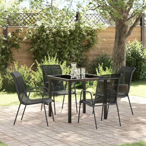 WSJHUHK Garten-Esszimmer-Set, 5-teilig, Textilene und Stahl, Möbel, Outdoor-Möbel, Outdoor-Möbel-Sets von WSJHUHK