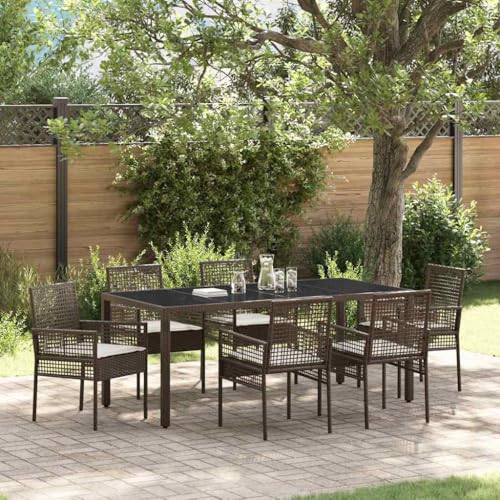 WSJHUHK Garten-Esszimmer-Set, 7-teilig, braunes Polyrattan-Möbel, Gartenmöbel, Gartenmöbel-Sets von WSJHUHK