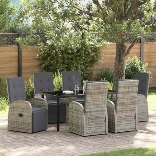 WSJHUHK Garten-Esszimmer-Set mit Kissen, 7-teilig, Poly-Rattan-Möbel, Gartenmöbel, Gartenmöbel-Sets von WSJHUHK