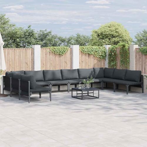 WSJHUHK Garten-Sofa-Set, 11-teilig, anthrazit, Stahl-Möbel, Outdoor-Möbel, Gartenmöbel-Sets von WSJHUHK