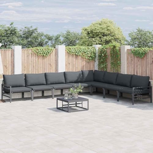 WSJHUHK Garten-Sofa-Set, 9-teilig, anthrazit, Stahl-Möbel, Gartenmöbel, Gartenmöbel-Sets von WSJHUHK