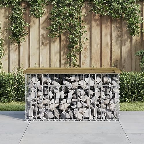 WSJHUHK Gartenbank Gabion Design 83x44x42cm Holz imprägniert Kiefer von WSJHUHK