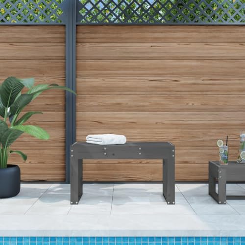 WSJHUHK Gartenbank Kiefer massiv grau 80x38x45cm von WSJHUHK