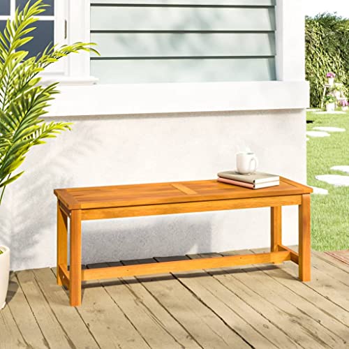 WSJHUHK Gartenbank aus massivem Akazienholz 110 x 35 x 45 cm von WSJHUHK