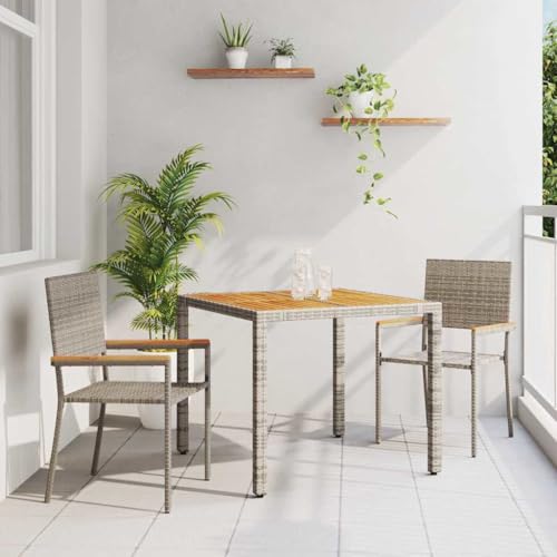 WSJHUHK Gartenmöbel-Set, 3-teilig, grau, 90 x 90 x 75 cm, Poly-Rattan-Möbel, Outdoor-Möbel, Sitzgelegenheiten, Outdoor-Stühle von WSJHUHK
