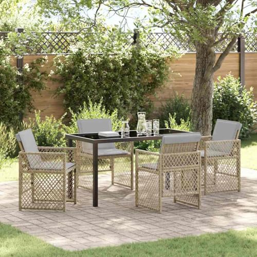 WSJHUHK Gartenmöbel-Set, 5-teilig, Poly-Rattan-Möbel, Gartenmöbel, Gartenmöbel-Set, Beige von WSJHUHK