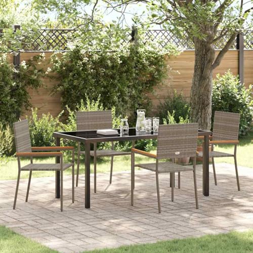 WSJHUHK Gartenmöbel-Set, 5-teilig, Polyrattan, Möbel, Gartenmöbel, Gartenmöbel-Set, Grau von WSJHUHK