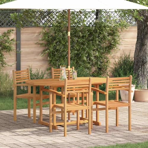 WSJHUHK Gartenmöbel-Set, 5-teilig, braun, massives Teakholz, Möbel, Gartenmöbel, Gartenmöbel-Sets von WSJHUHK