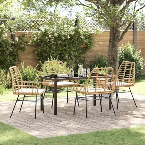 WSJHUHK Gartenmöbel-Set, 5-teilig, braunes Poly-Rattan-Möbel, Gartenmöbel, Gartenmöbel-Sets von WSJHUHK