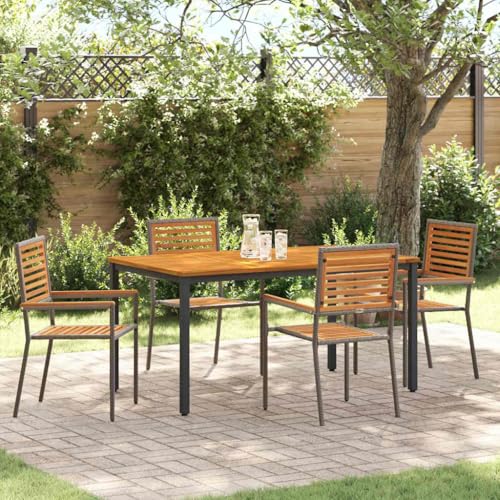 WSJHUHK Gartenmöbel-Set, 5-teilig, grau, 150 x 90 x 75 cm, Poly-Rattan-Möbel, Outdoor-Möbel, Sitzgelegenheiten, Outdoor-Stühle von WSJHUHK