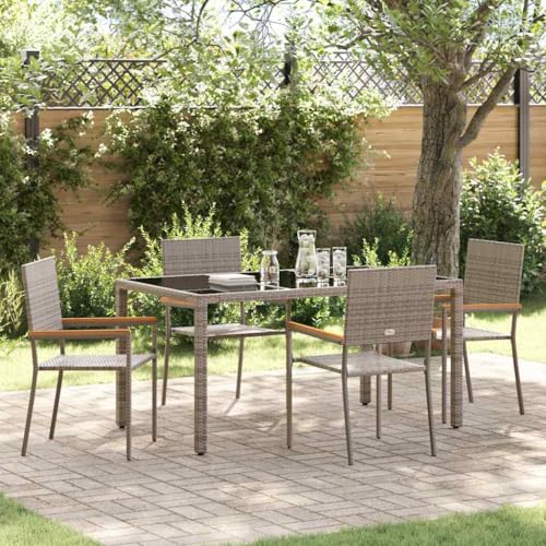 WSJHUHK Gartenmöbel-Set, 5-teilig, grau, 150 x 90 x 75 cm, Poly-Rattan-Möbel, Outdoor-Möbel, Sitzgelegenheiten, Outdoor-Stühle von WSJHUHK