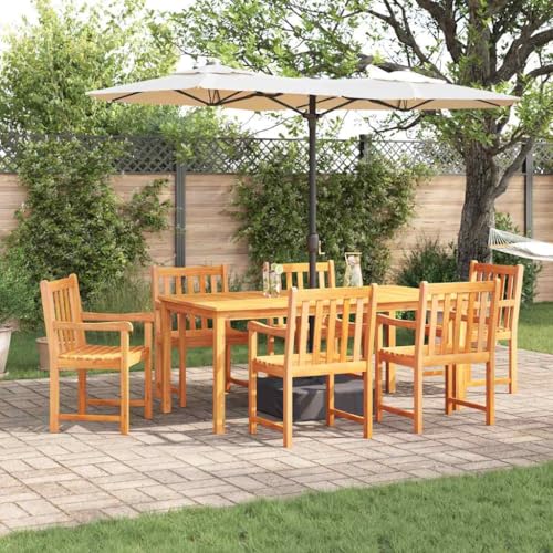 WSJHUHK Gartenmöbel-Set, 7-teilig, braun, massives Akazienholz, Möbel, Gartenmöbel, Gartenmöbel-Sets von WSJHUHK