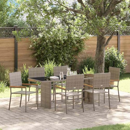 WSJHUHK Gartenmöbel-Set, 7-teilig, grau, 190 x 80 x 75 cm, Poly-Rattan-Möbel, Outdoor-Möbel, Sitzgelegenheiten, Outdoor-Stühle von WSJHUHK