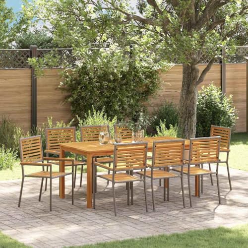 WSJHUHK Gartenmöbel-Set, 9-teilig, Polyrattan, Möbel, Gartenmöbel, Gartenmöbel-Set, Grau von WSJHUHK
