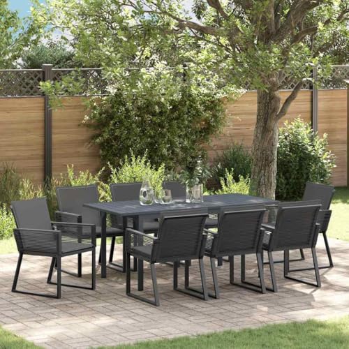 WSJHUHK Gartenmöbel-Set, 9-teilig, anthrazitfarbener Stahl und Polyrattan, Möbel, Outdoor-Möbel, Gartenmöbel-Sets von WSJHUHK