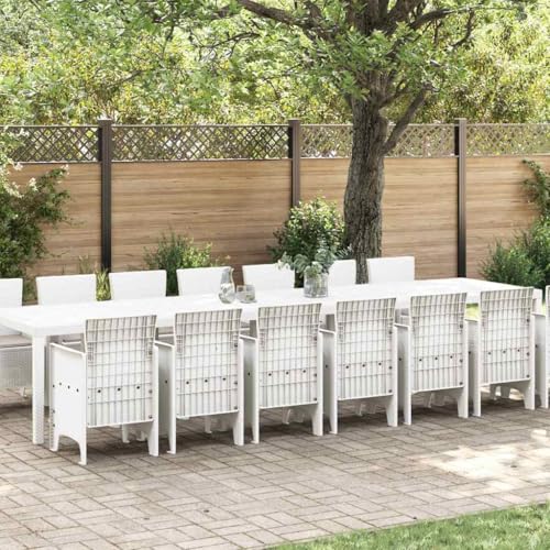 WSJHUHK Gartenmöbel-Set, Rattan-Möbel, Gartenmöbel, Gartenmöbel, Gartenmöbel-Set, 15-teilig, Weiß von WSJHUHK