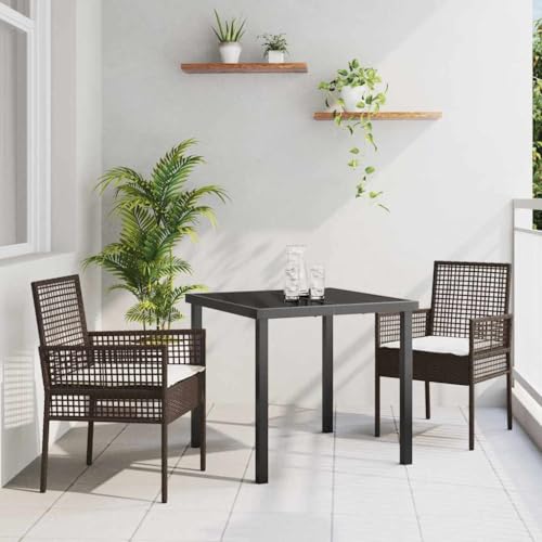 WSJHUHK Gartenmöbel-Set mit Kissen, 3-teilig, braunes Polyrattan-Möbel, Gartenmöbel, Gartenmöbel-Sets von WSJHUHK