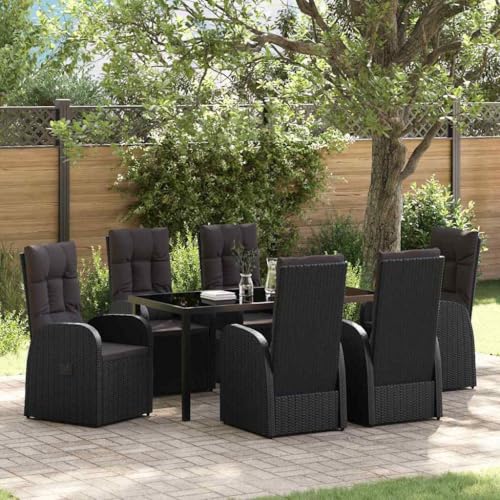 WSJHUHK Gartenmöbel-Set mit Kissen, 7-teilig, schwarzes Polyrattan-Möbel, Outdoor-Möbel, Gartenmöbel-Sets WSJHUHK Gartenmöbel-Set mit Kissen, 7-teilig, schwarzes Polyrattan-Möbel, Outdoor-Möbel, Gartenmöbel-Sets von WSJHUHK