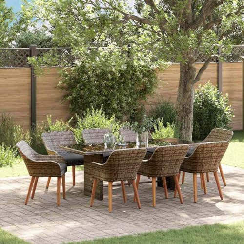 WSJHUHK Gartenmöbel-Set mit Kissen, 9-teilig, Poly-Rattan-Möbel, Gartenmöbel, Gartenmöbel-Sets von WSJHUHK
