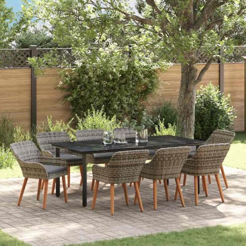 WSJHUHK Gartenmöbel-Set mit Kissen, 9-teilig, Poly-Rattan-Möbel, Gartenmöbel, Gartenmöbel-Sets von WSJHUHK