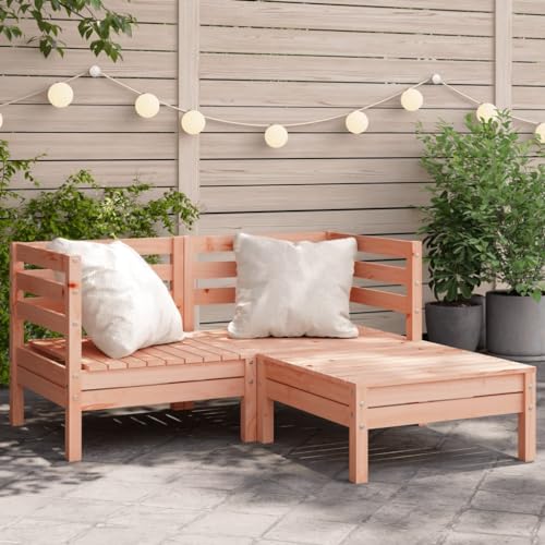 WSJHUHK Gartensofa 2-Sitzer mit Fußhocker Massivholz Douglas von WSJHUHK