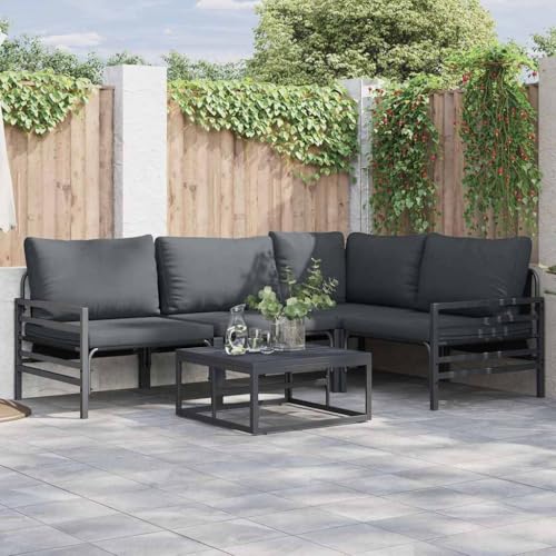 WSJHUHK Gartensofa-Set, 4-teilig, anthrazitfarbenes Stahl-Möbel, Gartenmöbel, Outdoor-Möbel-Sets von WSJHUHK