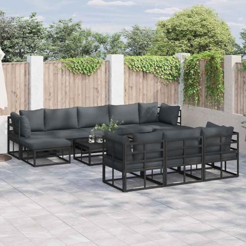 WSJHUHK Gartensofa-Set mit Kissen, 10-teilig, schwarz, Aluminium-Möbel, Outdoor-Möbel, Gartenmöbel-Sets WSJHUHK Gartensofa-Set mit Kissen, 10-teilig, schwarz, Aluminium-Möbel, Outdoor-Möbel, Gartenmöbel-Sets von WSJHUHK