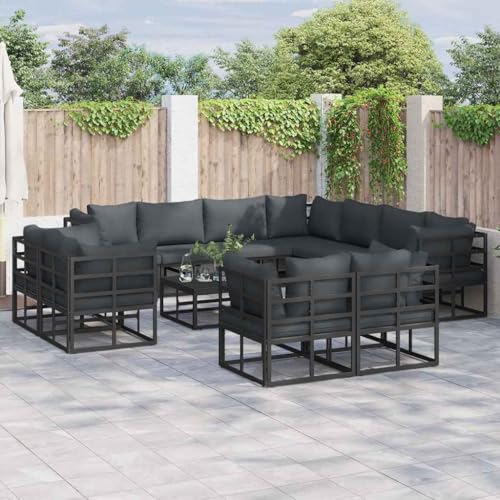 WSJHUHK Gartensofa-Set mit Kissen, 12-teilig, schwarz, Aluminium-Möbel, Outdoor-Möbel, Gartenmöbel-Sets WSJHUHK Gartensofa-Set mit Kissen, 12-teilig, schwarz, Aluminium-Möbel, Outdoor-Möbel, Gartenmöbel-Sets von WSJHUHK