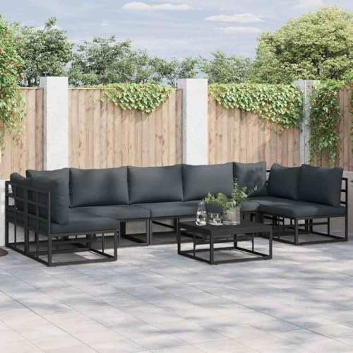 WSJHUHK Gartensofa-Set mit Kissen, 7-teilig, schwarzes Aluminium-Möbel, Outdoor-Möbel, Gartenmöbel-Sets WSJHUHK Gartensofa-Set mit Kissen, 7-teilig, schwarzes Aluminium-Möbel, Outdoor-Möbel, Gartenmöbel-Sets von WSJHUHK