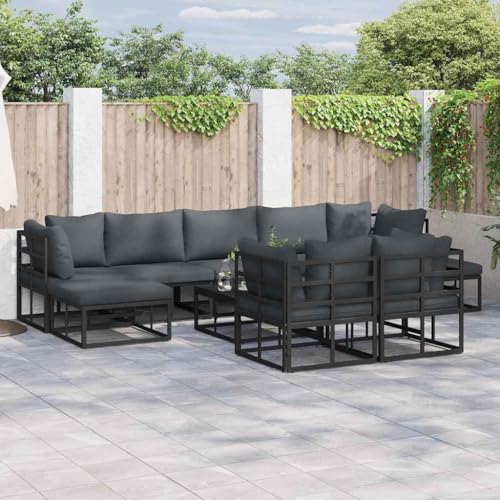 WSJHUHK Gartensofa-Set mit Kissen, 9-teilig, schwarz, Aluminium-Möbel, Outdoor-Möbel, Gartenmöbel-Sets WSJHUHK Gartensofa-Set mit Kissen, 9-teilig, schwarz, Aluminium-Möbel, Outdoor-Möbel, Gartenmöbel-Sets von WSJHUHK