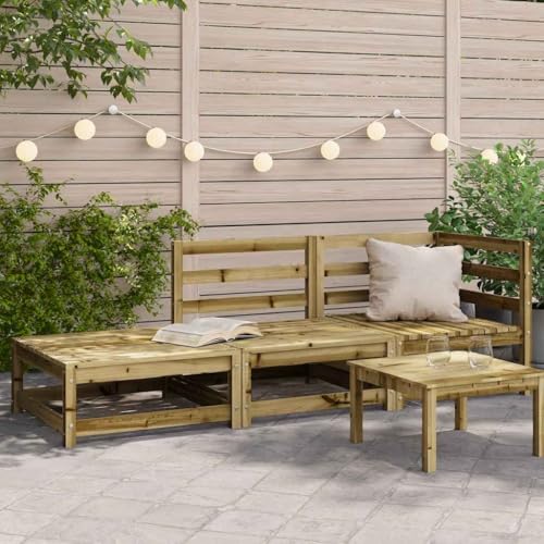 WSJHUHK Gartensofa mit Fußhocker 2-Sitzer imprägniertes Holz Kiefer von WSJHUHK