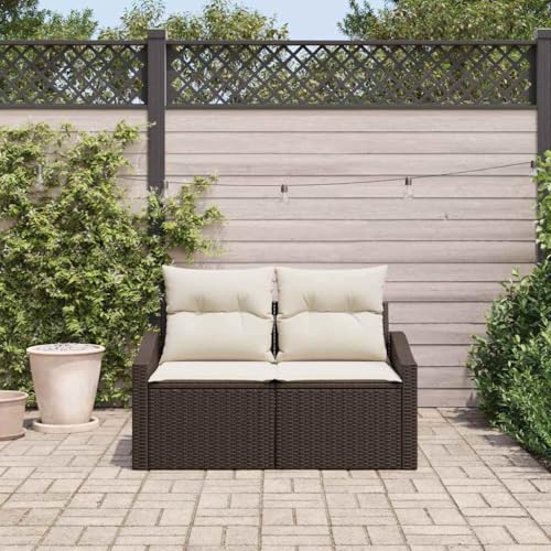 WSJHUHK Gartensofa mit Kissen, braun, 123 x 62 x 69 cm, Poly-Rattan-Möbel, Outdoor-Möbel, Outdoor-Sitzmöbel, Outdoor-Sofas von WSJHUHK