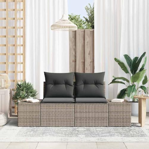 WSJHUHK Gartensofa mit Kissen, grau, 123 x 62 x 69 cm, Poly-Rattan-Möbel, Outdoor-Möbel, Sitzgelegenheiten, Outdoor-Sofas von WSJHUHK