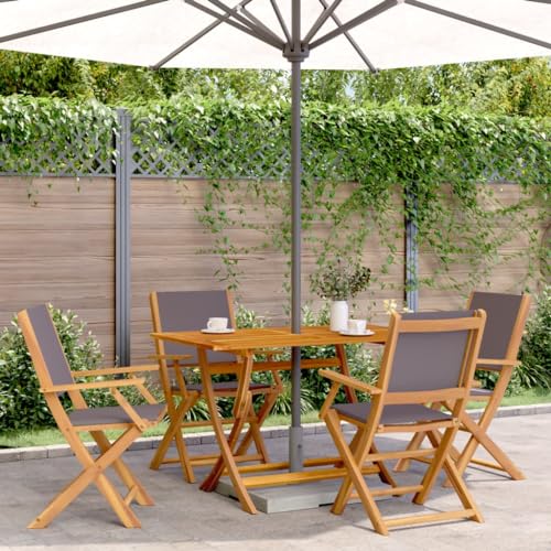 WSJHUHK Gartenstuhl klappbar 4 Stück Anthrazit Stoff und Massivholz von WSJHUHK