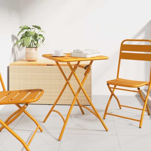 WSJHUHK Gartentisch, senffarben, 55 x 55 x 73 cm, pulverbeschichtetes Stahl-Möbel, Outdoor-Möbel, Outdoor-Tische von WSJHUHK