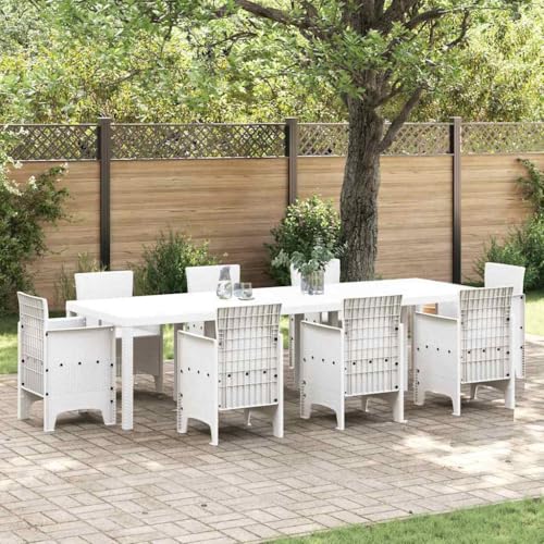 WSJHUHK Gartentisch weiß 300 x 100 x 73 cm Poly-Rattan-Möbel Outdoor-Möbel Outdoor-Tische von WSJHUHK