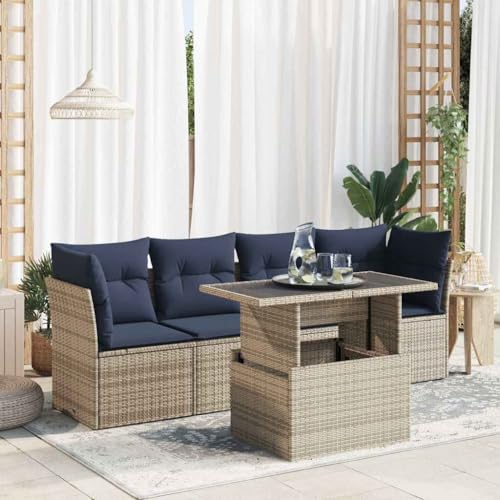 WSJHUHK Home-Outdoor Gartenmöbel-Set, 5-teiliges Gartensofa-Set mit Kissen, Polyrattan-Akazie, Grau WSJHUHK Home-Outdoor Gartenmöbel-Set, 5-teiliges Gartensofa-Set mit Kissen, Polyrattan-Akazie, Grau von WSJHUHK
