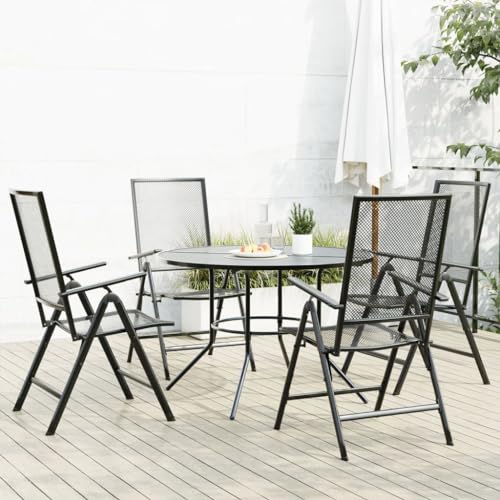 WSJHUHK Home-Outdoor Home-Outdoor Möbel Sets Liegestuhl Set 5-teilig Anthrazit pulverbeschichteter Stahl von WSJHUHK