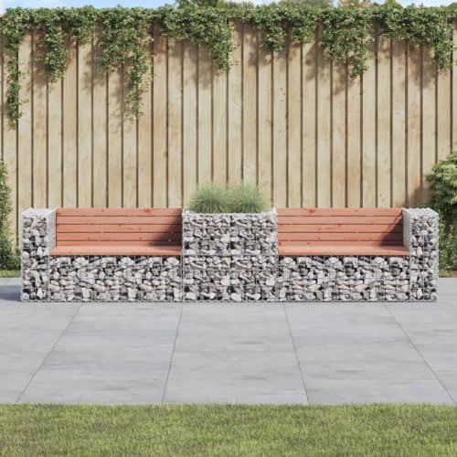 WSJHUHK Home-Outdoor Sitzgelegenheit, Outdoor-Bänke, Gartenbank mit Gabionenkorb, Massivholz, Douglas WSJHUHK Home-Outdoor Sitzgelegenheit, Outdoor-Bänke, Gartenbank mit Gabionenkorb, Massivholz, Douglas von WSJHUHK