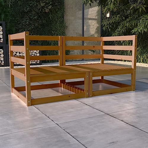 WSJHUHK Home-Outdoor Sitzgelegenheit, Outdoor-Sofas, Garten-Sofa, 2-Sitzer-Sofa, Honigbraun, massives Kiefernholz von WSJHUHK