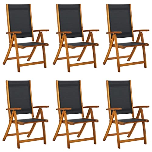 WSJHUHK Klappbare Gartenstühle 6 Stück Massivholz Akazie und Textilene WSJHUHK Klappbare Gartenstühle 6 Stück Massivholz Akazie und Textilene von WSJHUHK