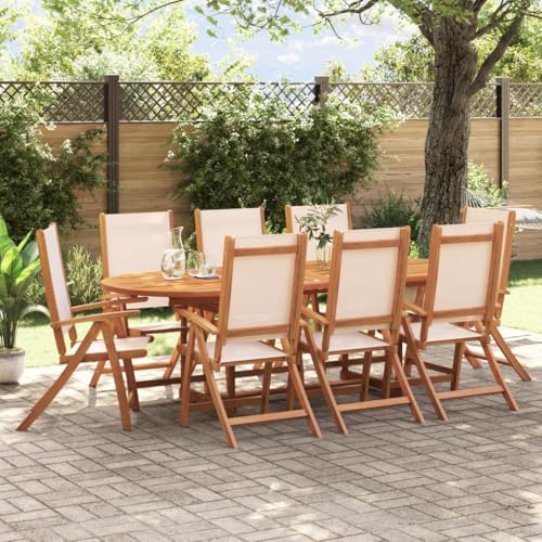 WSJHUHK Klappbare Gartenstühle 8 Stück Massivholz Akazie und Textilene von WSJHUHK