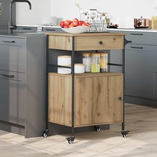 WSJHUHK Küchenwagen Artisan Eiche, 56 x 43 x 89,5 cm, Holz-Möbel, Rollwagen, Küchen- und Esszimmerwagen WSJHUHK Küchenwagen Artisan Eiche, 56 x 43 x 89,5 cm, Holz-Möbel, Rollwagen, Küchen- und Esszimmerwagen von WSJHUHK